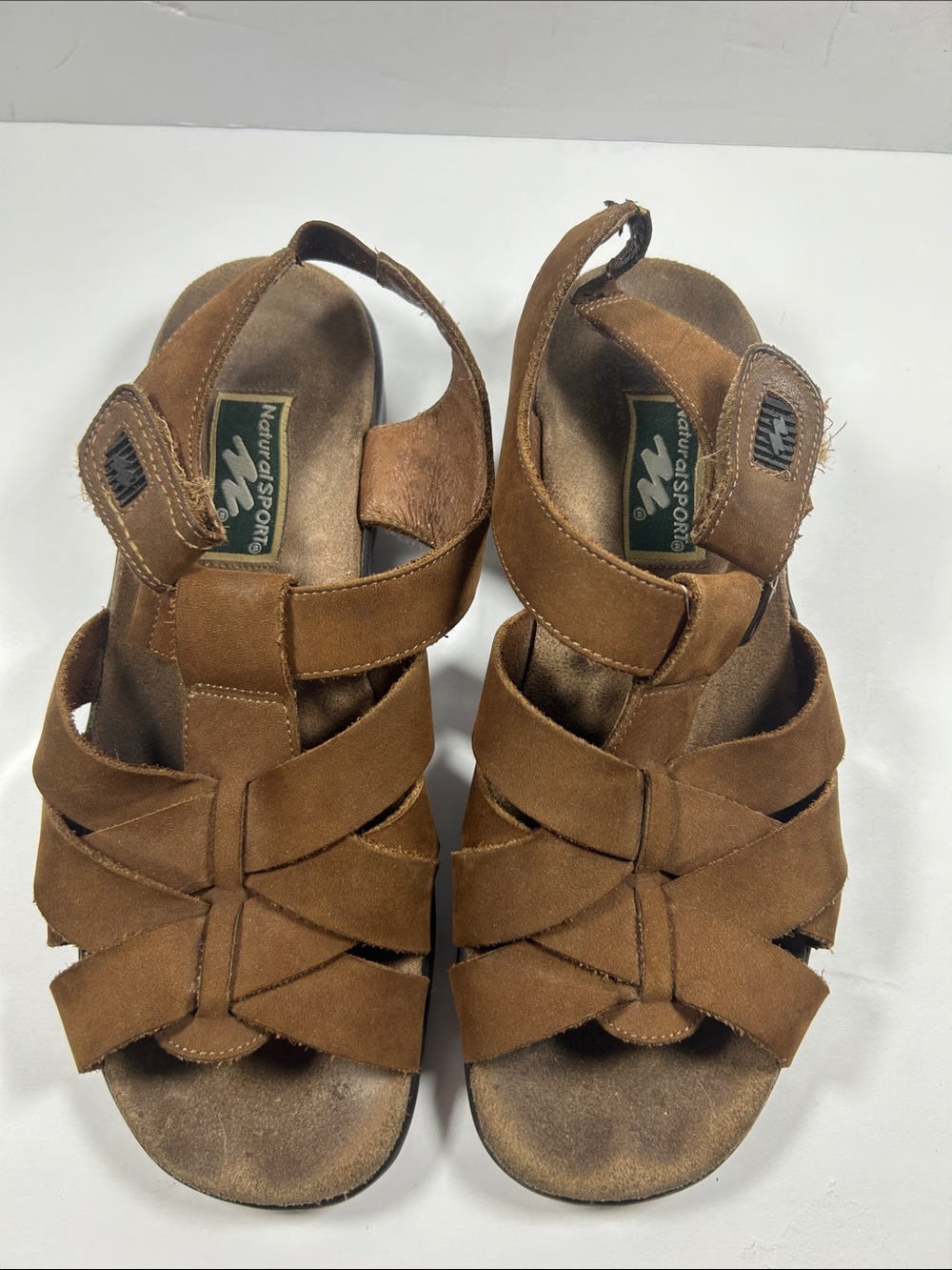 Vintage Natural Sport Brown Suede Strappy Sandals